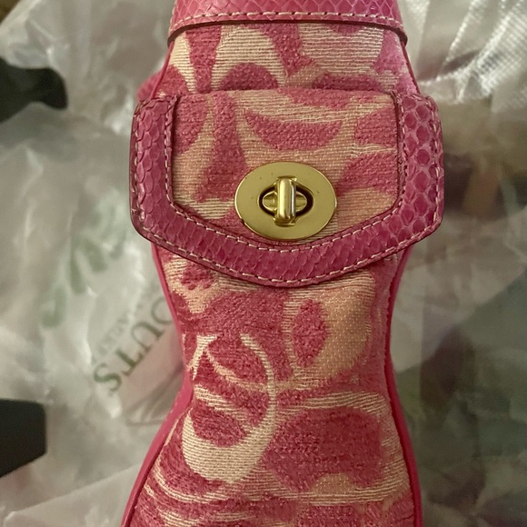 Coach Signature C Chenille Python Pink Butterfly Tote Bag Coach Purse Vintage - Picture 4 of 11